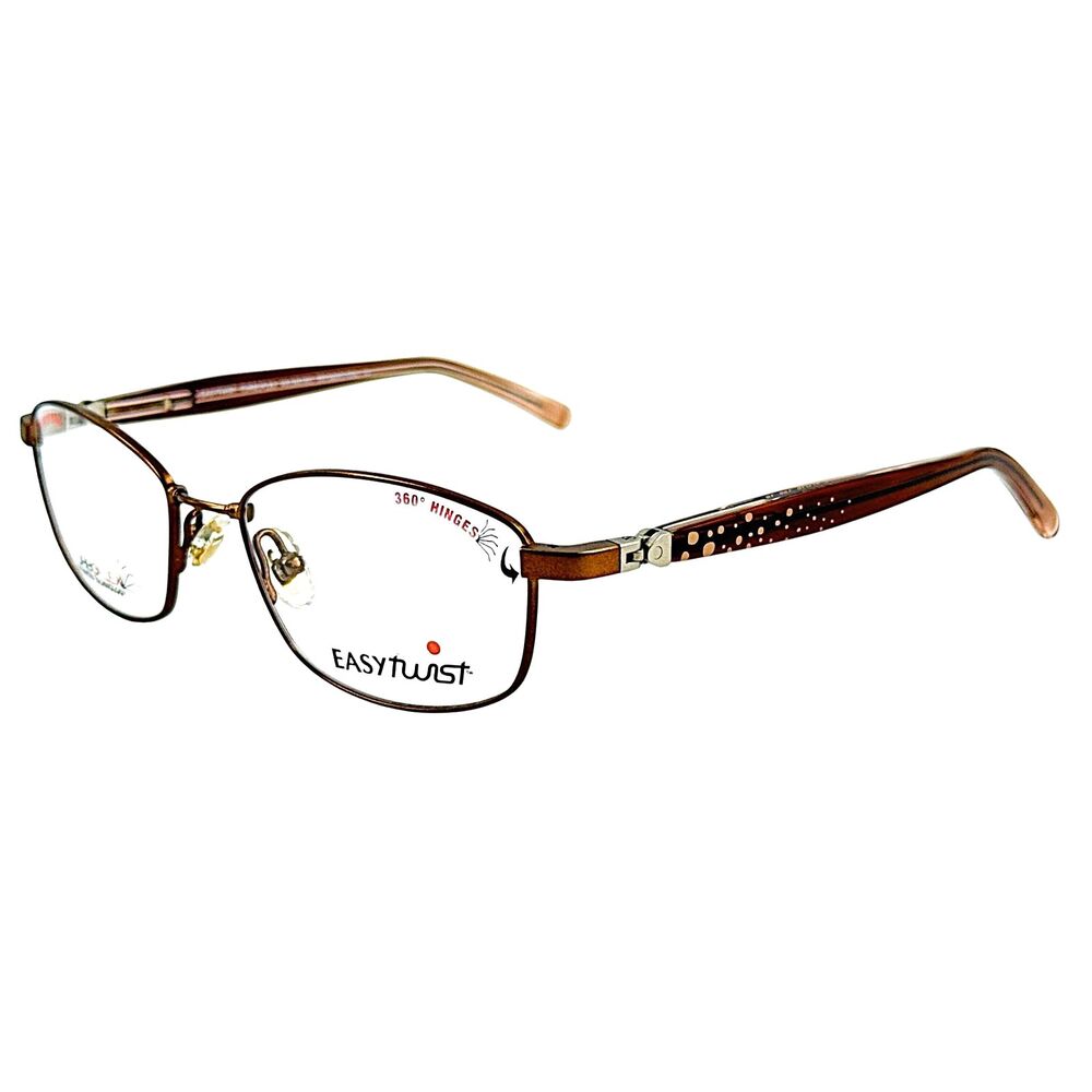 Easytwist ET975 Unisex Metal Eyeglass Frame 010 Satin Brown 47-15 360° Hinges